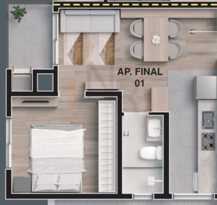 01 Dorm SEPARADO, com sacada e churrasqueira carvão!