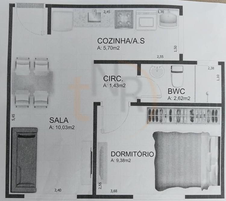 Apto no último andar! und 01 dormitório com excelente vista, 250m da igreja do Portão!